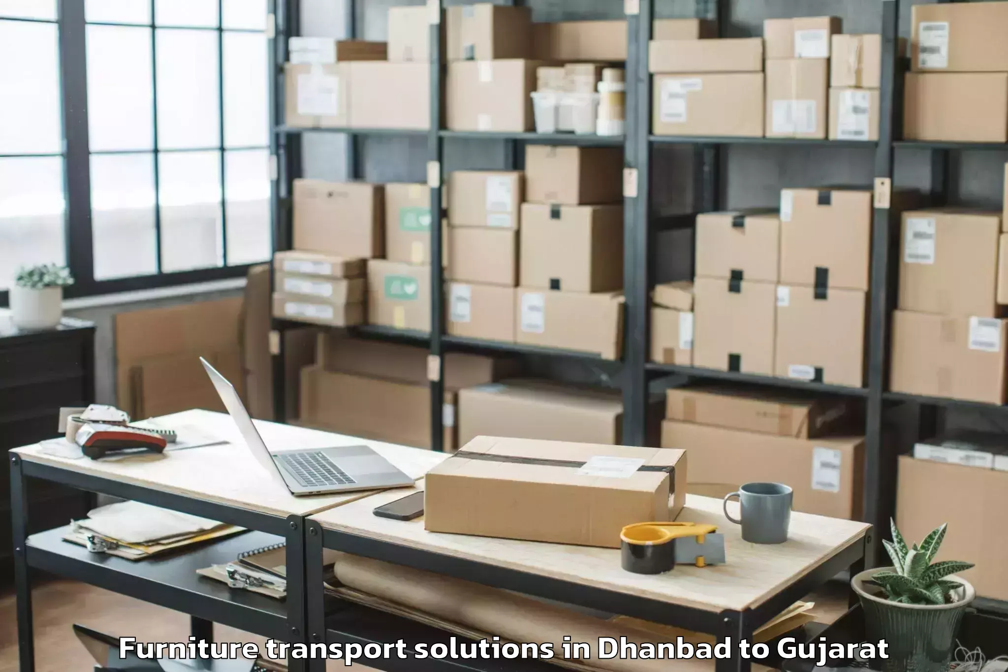 Trusted Dhanbad to Kaprada Furniture Transport Solutions